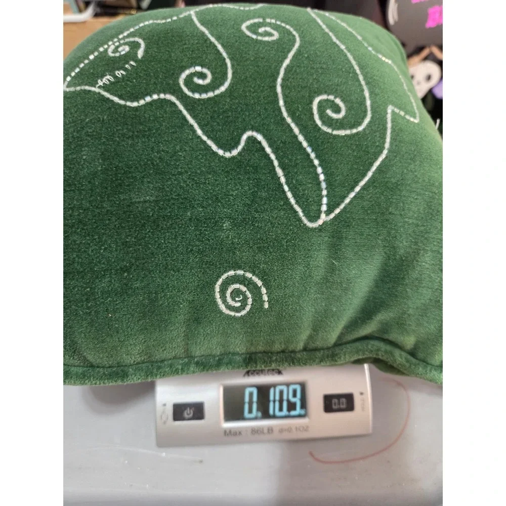 Green Velvet Christmas Tree Beaded Throw Pillow Holiday Decor 12x12